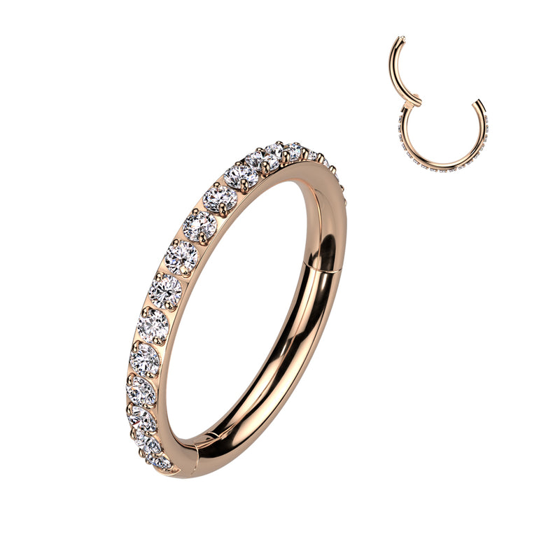 Single Titanium Hinged Segment Hypoallergenic Hoop w/ Paved CZ