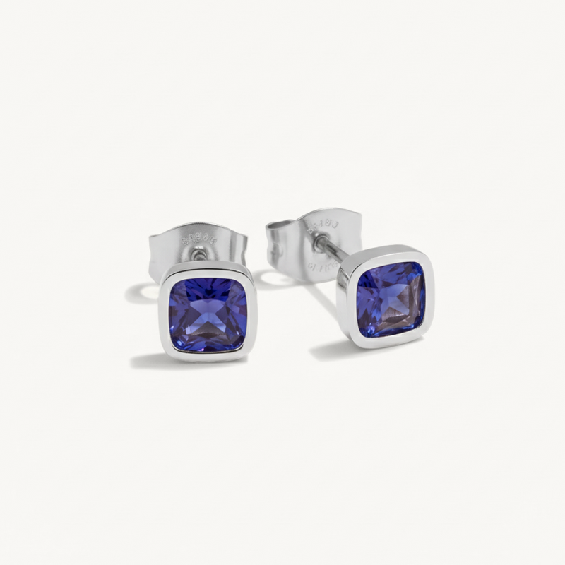 Cushion Birthstone Stud Earrings