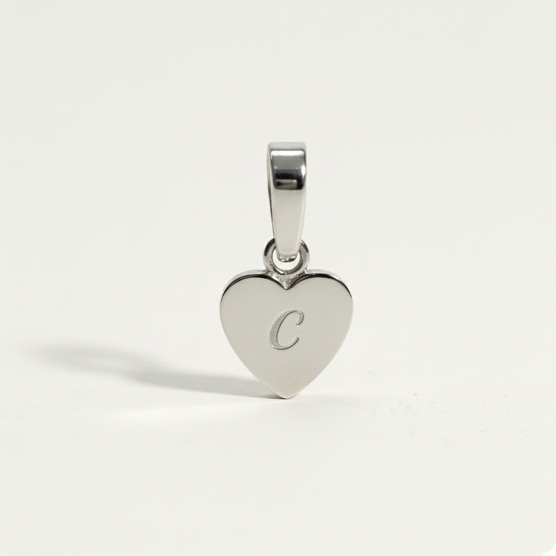 Heart Initial Charm