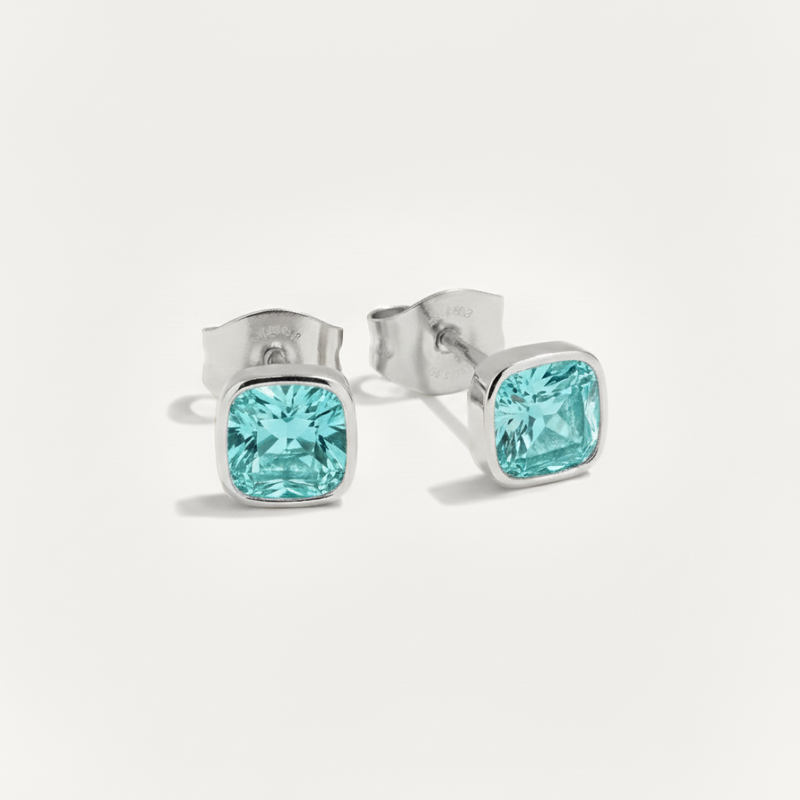 Cushion Birthstone Stud Earrings
