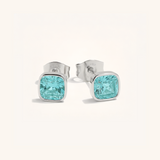 Cushion Birthstone Stud Earrings