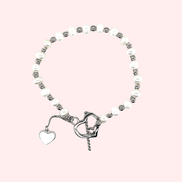 Pearl and Bead Charm Hypoallergenic Bracelet