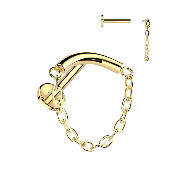 Titanium Internally Threaded Chain Linked Curved Top Labret
