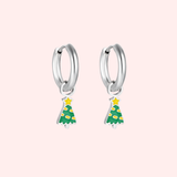 Christmas Tree Charm Hoop Earrings