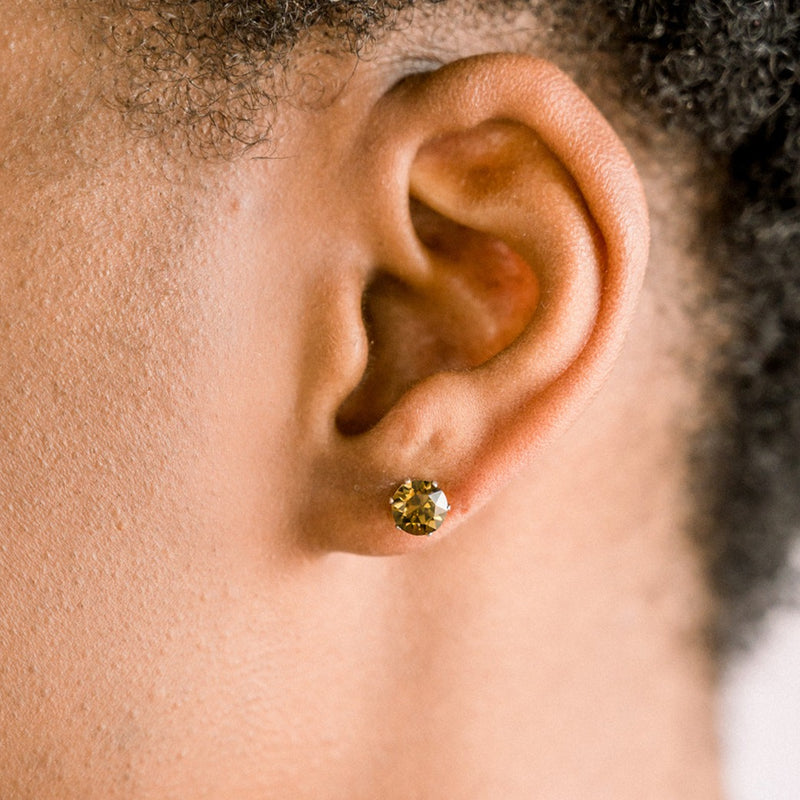 Smoky Quartz Swarovski Crystal Hypoallergenic Earrings