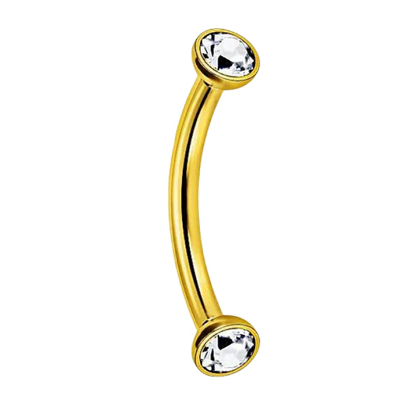 Stainless Steel Internally Threaded Double Flat CZ Curved Barbell