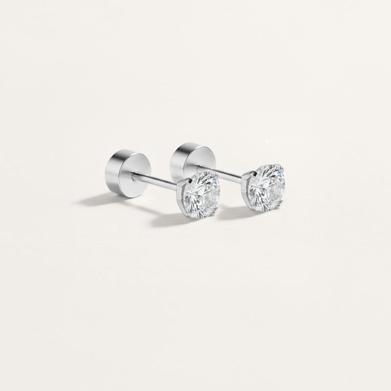 Cubic Zirconia Hypoallergenic Flat Back Stud Earring – Solace