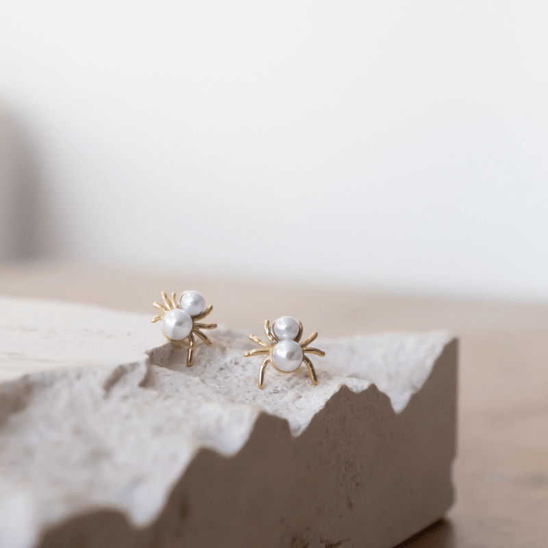 Pearly Spider Stud Earrings