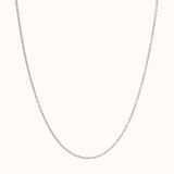 Silver chain necklace on a white background