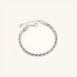 Silver chain bracelet on a white background