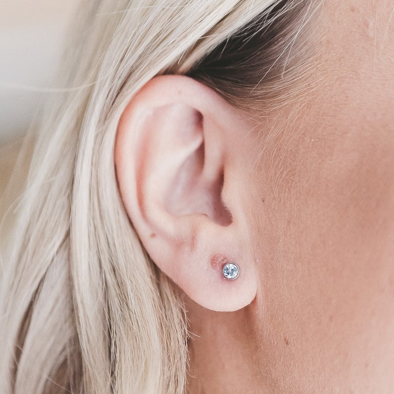 Gem Stone Titanium Stud Hypoallergenic Earrings