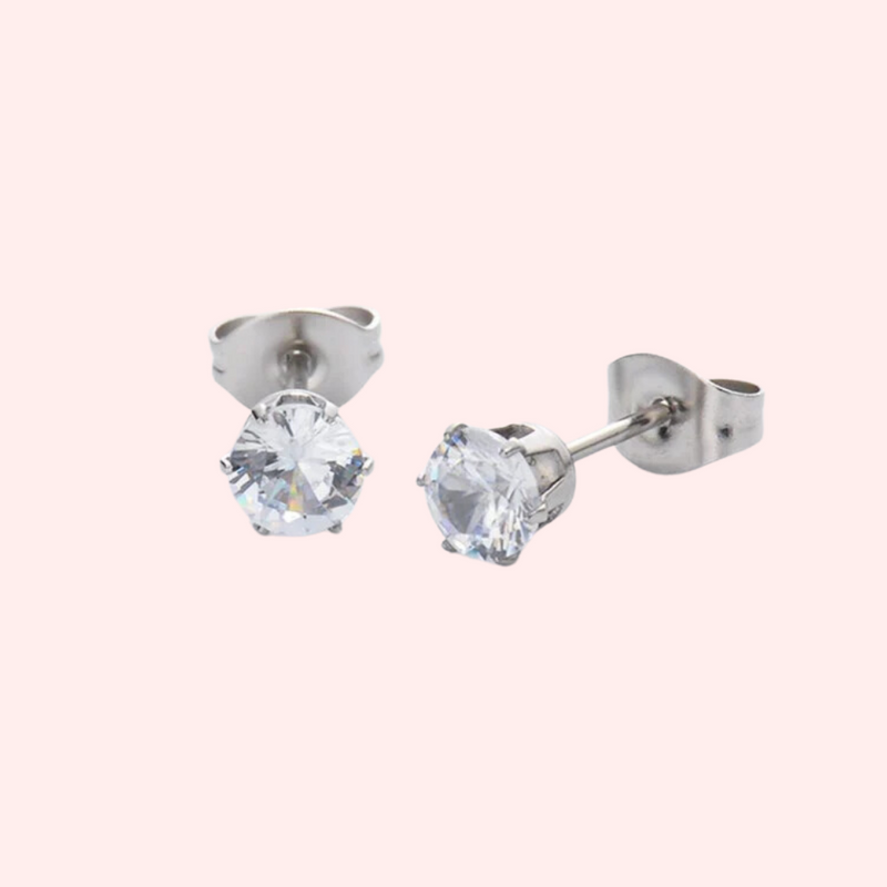 Clear Cubic Zirconia Hypoallergenic Earrings Solace Jewellery Ltd