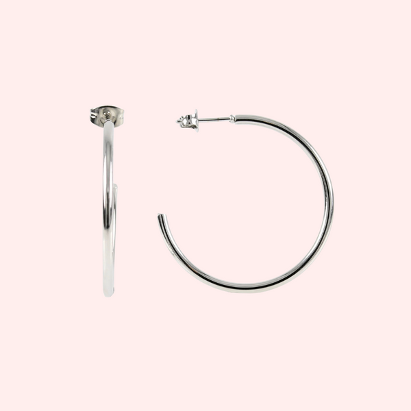30mm Stud Hypoallergenic Half Hoop Earrings
