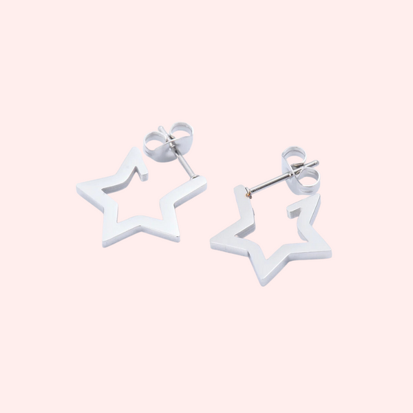 Star shaped hoop earrings 2025 silver