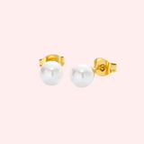 Classic White Pearl Bead Hypoallergenic Earrings