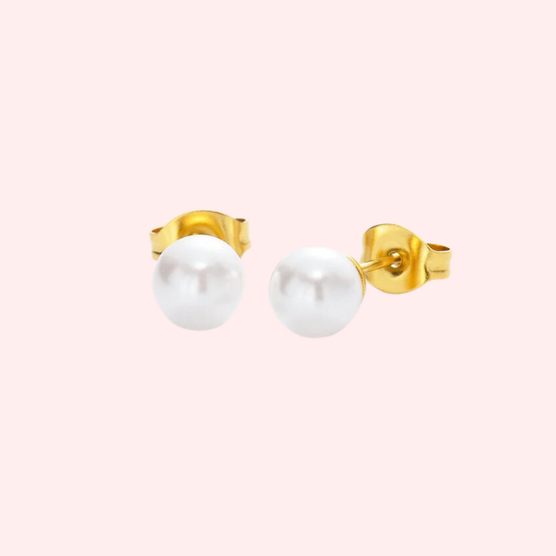 Classic White Pearl Bead Hypoallergenic Earrings Solace