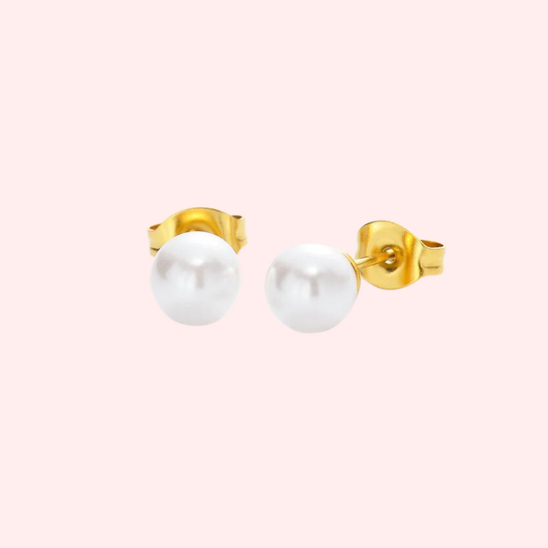 Classic White Pearl Bead Hypoallergenic Earrings