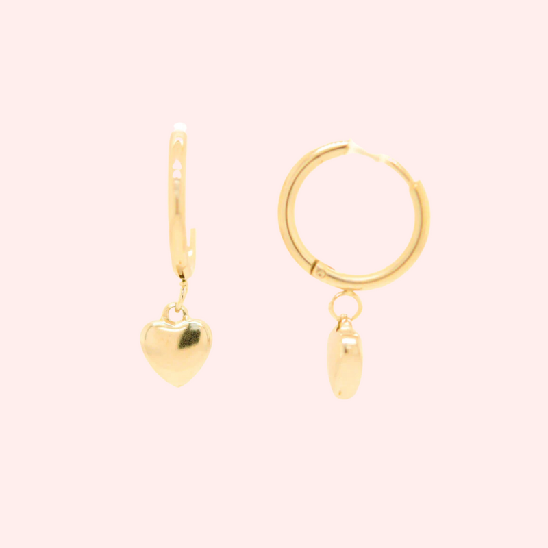 Gold heart huggie earrings deals