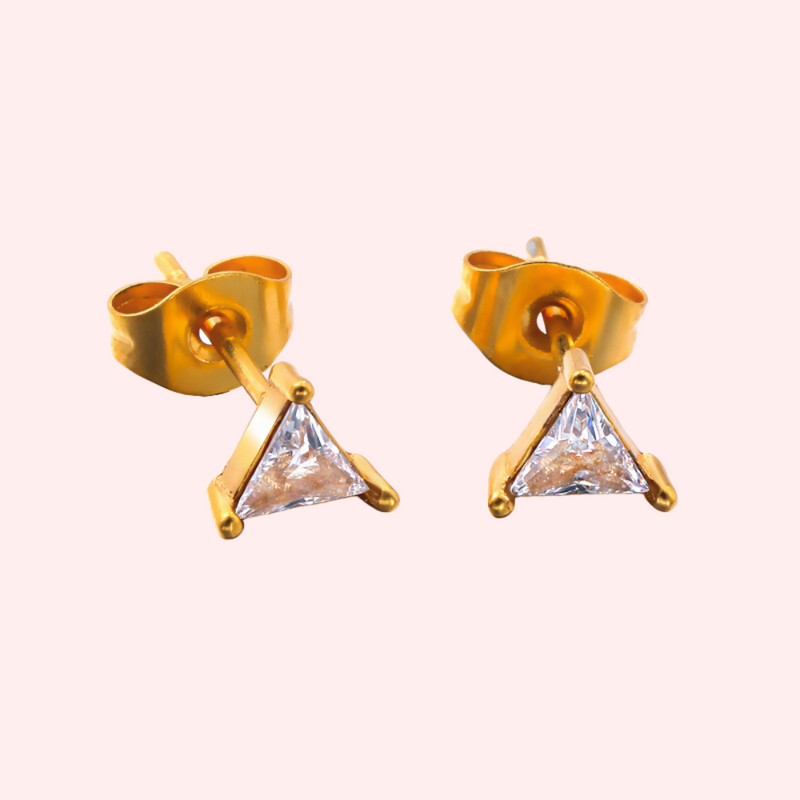Cubic Zirconia Triangle Hypoallergenic Earrings