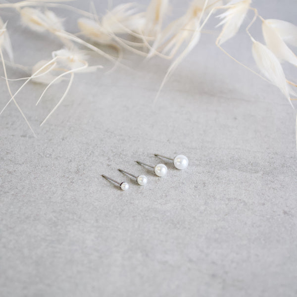 Classic White Pearl Bead Hypoallergenic Earrings