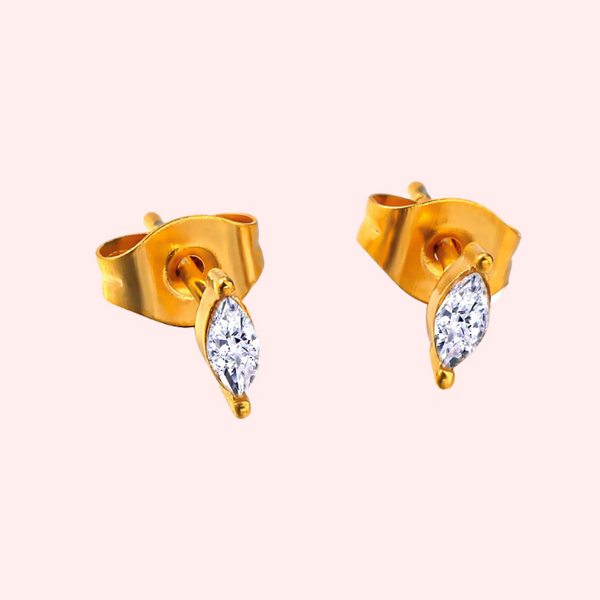 Oval Cubic Zirconia Mini Hypoallergenic Earrings