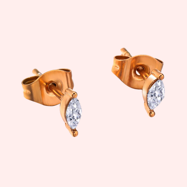 Oval Cubic Zirconia Mini Hypoallergenic Earrings