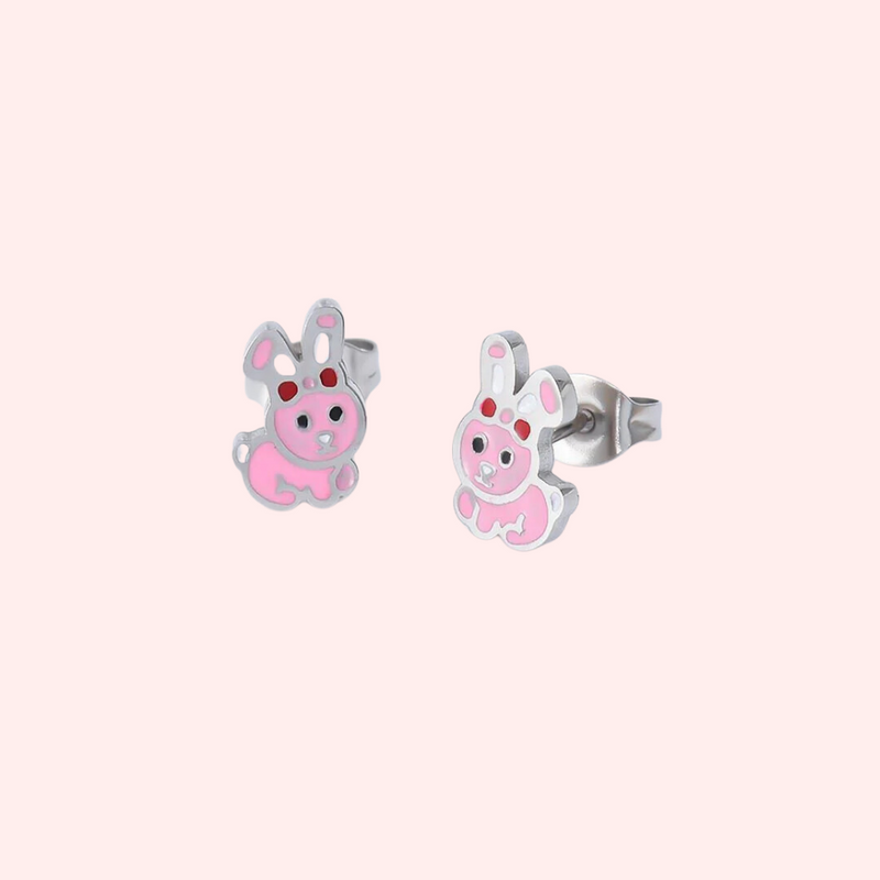 Pink Bunny Hypoallergenic Earrings