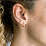 Emerald Bezel Set Hypoallergenic Stud Earrings - May