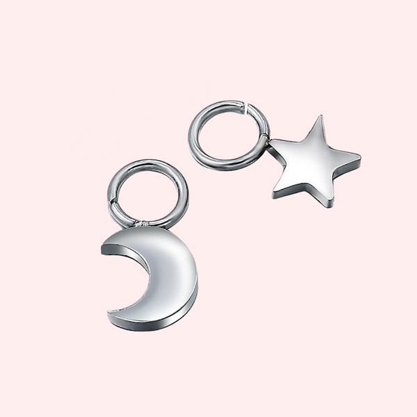 Star and Moon Hypoallergenic Charms