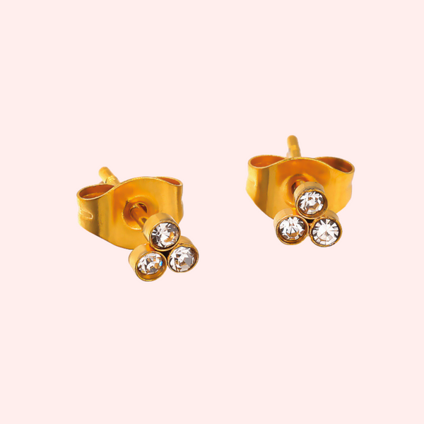 Trio Cubic Zircona Mini Hypoallergenic Earrings