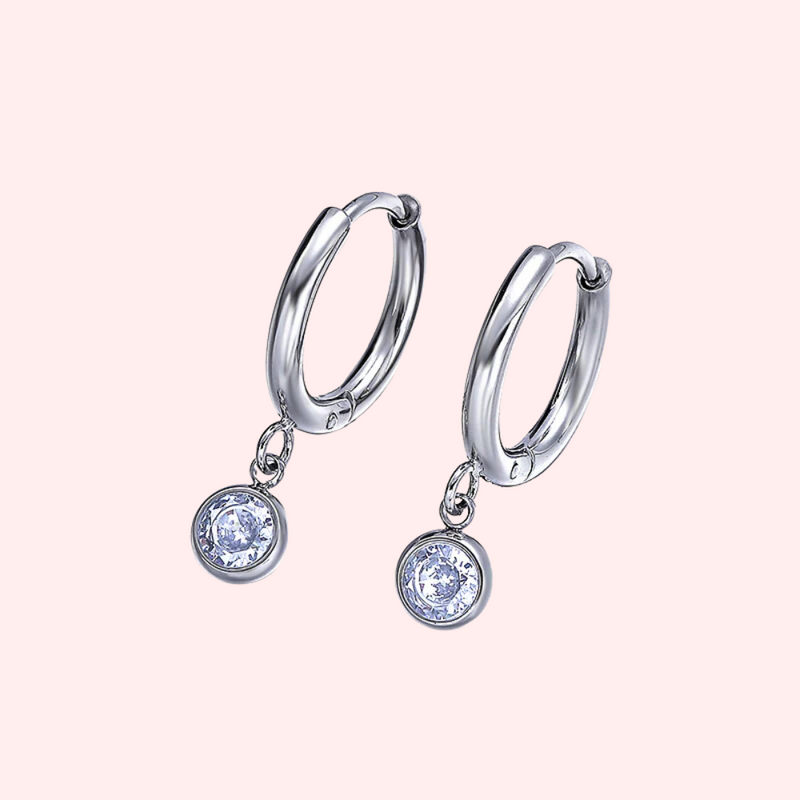 Bezel Set Drop CZ Hypoallergenic Huggie – Solace Jewellery Ltd®