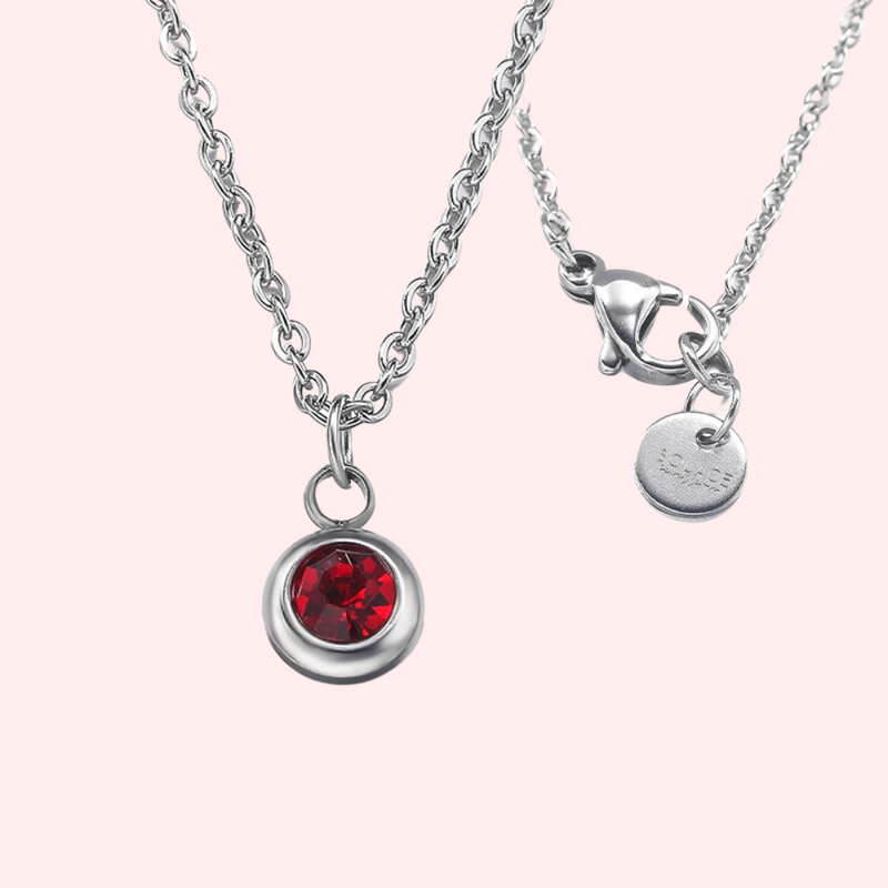 Garnet Bezel Set Hypoallergenic Necklace January – Solace