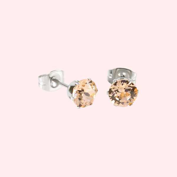 Light Peach Swarovski Crystal Hypoallergenic Earrings
