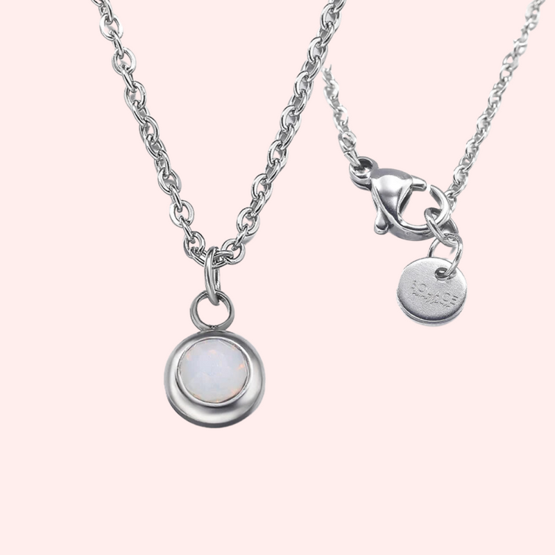 Opal Bezel Set Hypoallergenic Necklace October Solace
