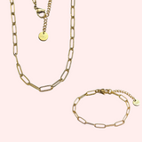 Paperclip Chain Necklace and Bracelet Set