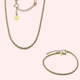 Rope Chain Necklace and Bracelet Set