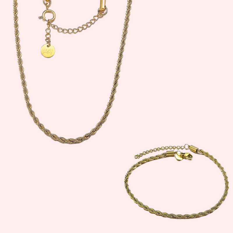 Gold rope chain and 2025 bracelet set